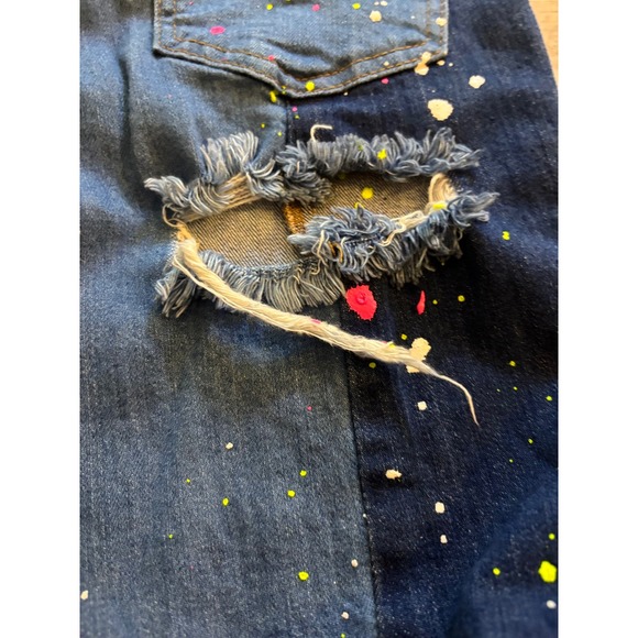 Rockstar‎ Original Distressed Paint Splatter Jeans Size 3 Patchwork Denim - Picture 6 of 10
